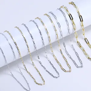 Set of S925 sterling silver paperclip link chain necklaces in gold and silver finish