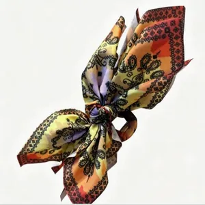 Bohemian paisley print fabric bow hair claw clip for elegant summer hair styling
