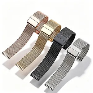 Milanese stainless steel mesh watch straps in four metallic colors