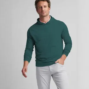 Casual men's long-sleeve hooded sweatshirt in dark teal for spring and autumn