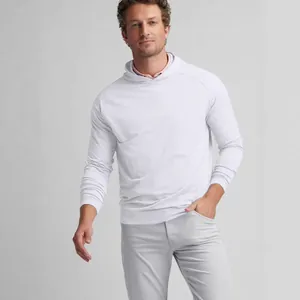 Premium men's white casual long-sleeve hoodie for stylish spring and autumn wear