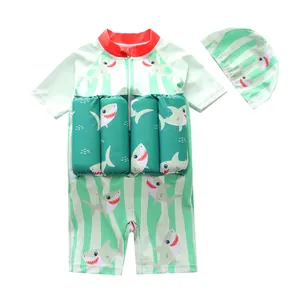Maillot de bain de flottaison une pièce pour garçons avec bonnet de bain requin