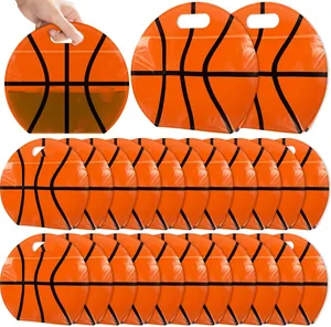 Vibrant orange basketball themed stand-up zipper pouch bags for candy or party favor gifts