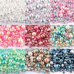 Variety pack of colorful ABS imitation pearls in different sizes for DIY jewelry crafts