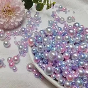 Mixed sizes of iridescent ABS round pearl beads for DIY jewelry making and craft projects