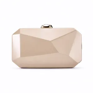 Elegant champagne gold geometric faceted evening clutch bag for weddings and parties