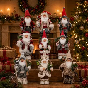 Exquisite 12-inch standing Santa Claus figurines perfect for festive Christmas home decor