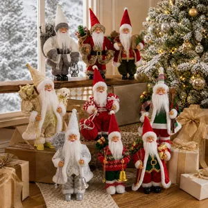 Festive 12-inch standing Santa Claus dolls for Christmas window and home decor