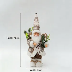 Premium 12-inch standing Santa Claus doll figurine for Christmas window display decoration