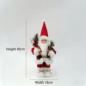 Classic 12-inch standing Santa Claus figurine Christmas decoration with 40cm height