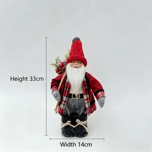 12 inch standing Santa Claus doll decorative figurine with berries bag 33cm height