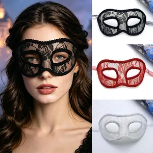 Masquerade Lace Mask Eye Mask Plastic Base Hollow Out Flower Pattern Halloween Party Costume Accessory For Women Elegant