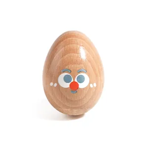 Cute wooden egg shaker musical percussion toy for babies with colorful painted face