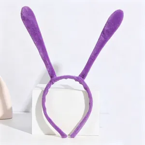 Detail shot of the soft purple plush rabbit ears headband for cosplay and party