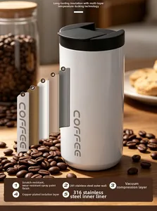Detailed cross-section view of a 316 stainless steel vacuum insulated coffee mug