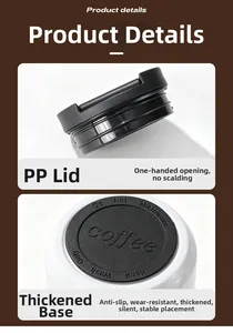 Detailed view of the durable PP lid and anti-slip thickened base of the coffee thermos cup.