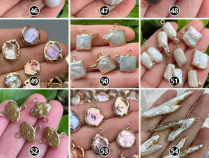 Various natural baroque freshwater pearls with gold-plated edges for DIY jewelry making