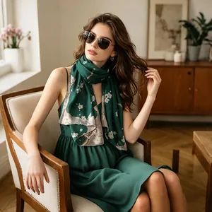 Eleganter Damen Schal Aus Leichten Chiffon Atmungsaktive Blumenmotive Pflaumenblüten Leopardenmuster Sonnenschutz Mode Accessoire