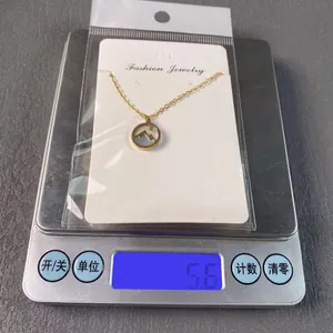 Detailed view of a stainless steel mountain pendant necklace weighing 5.6 grams