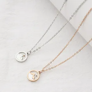 Detailed view of silver and rose gold stainless steel mountain mustard seed necklaces