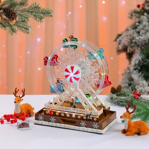 Rotating Christmas Ferris wheel music box with glowing LED lights and festive design