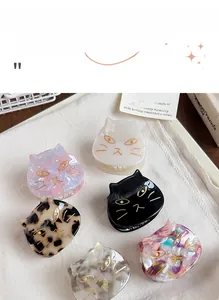 Beautiful cat-shaped acetate hair claw clips in different colors for women and girls