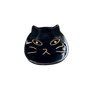 Cute black cat acetate hair claw clip with golden eyes for girls and women style
