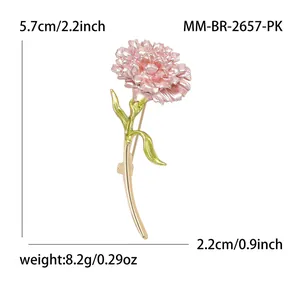 Élégante broche fleur d'oeillet rose pour femme, accessoire de veste élégant