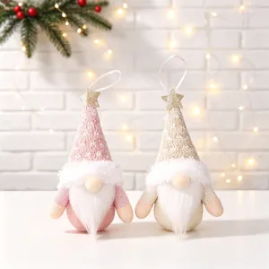 Handmade plush Christmas gnomes faceless dolls for holiday tree hanging decorations
