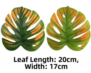 Detailansicht von zwei künstlichen Monstera-Blättern, Größe 20 cm x 17 cm für Deko