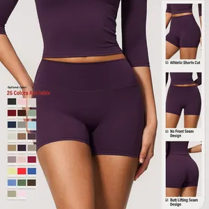Pantaloncini yoga donna a vita alta con controllo pancia e design lifting pesca