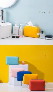 Trousses à maquillage portables en cuir PU colorées pour le voyage et le rangement quotidien