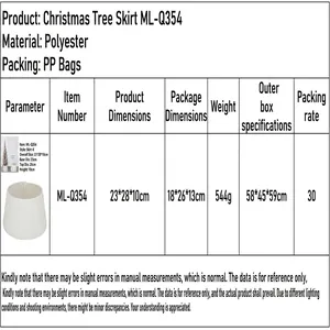 Technical specifications for adjustable knitted Christmas tree skirt with weight and size
