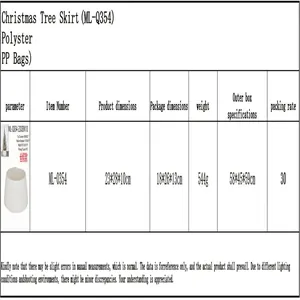 Technical specifications for adjustable knitted Christmas tree skirt with weight and size