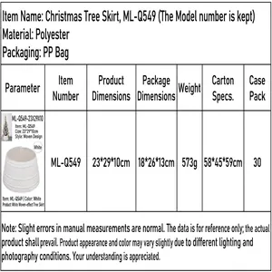 Detailed specifications for white tree pattern knitted Christmas tree skirt decor