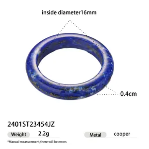 Polished stainless steel ring featuring deep blue lapis lazuli stone inlay style
