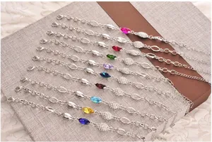 Bracelets en cristal marquise en dix couleurs avec chaînes réglables argentées