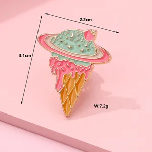 Creative ice cream planet brooch pin with dimensions 3.1cm x 2.2cm and 7.2g weight
