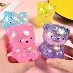 Jouet Squishy Ours au Maltose Ours à Rebond Lent Jouet Anti-stress à Presser Avec Paillettes pour Adultes et Adolescents