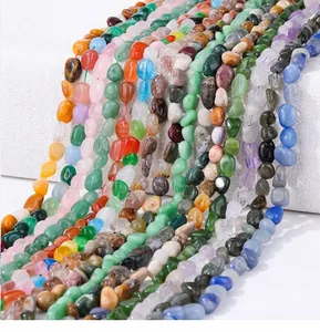 Macro detail of assorted irregular colorful crystal beads for DIY jewelry making