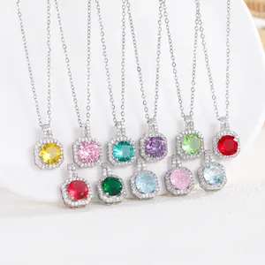 Elegant multi-color zircon perfume bottle pendant necklace set in S925 silver finish