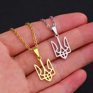Ukraine trident pendant necklaces in gold and silver finish on stainless steel chain