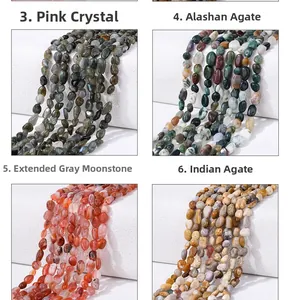 Set di perline in pietre naturali irregolari con quarzo rosa e labradorite per DIY