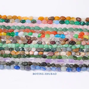 Natural Stone Irregular Tumbled Loose Beads For DIY Jewelry Making Amethyst Aquamarine Rose Quartz Agate Gemstone Bracelet Necklace Findings