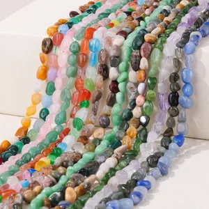 Polished natural irregular stone beads in various colors for DIY necklace jewelry