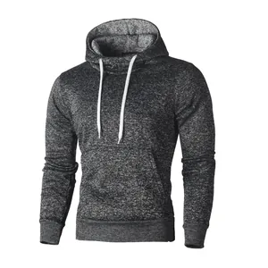 Men's slim fit fleece hooded sweatshirt in charcoal grey mottled texture aesthetic