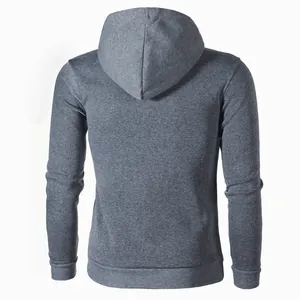 Back view detail of casual dark grey hooded sweatshirt for men