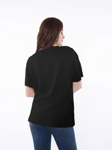 Back view of black chemo port access shirt with tearable side snaps for patients