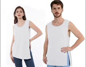 Unisex adaptive post-surgery vest with side opening for easy recovery and chemo care.