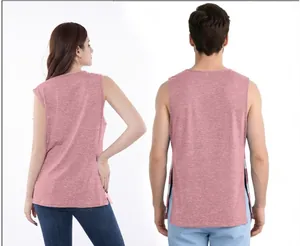 Detailed back view of unisex pink adaptive recovery tank top for post-surgery care